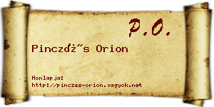 Pinczés Orion névjegykártya